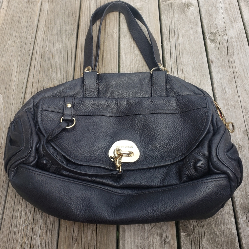 See By Chloe Black Leather Shoulder Bag With Gold Hardware